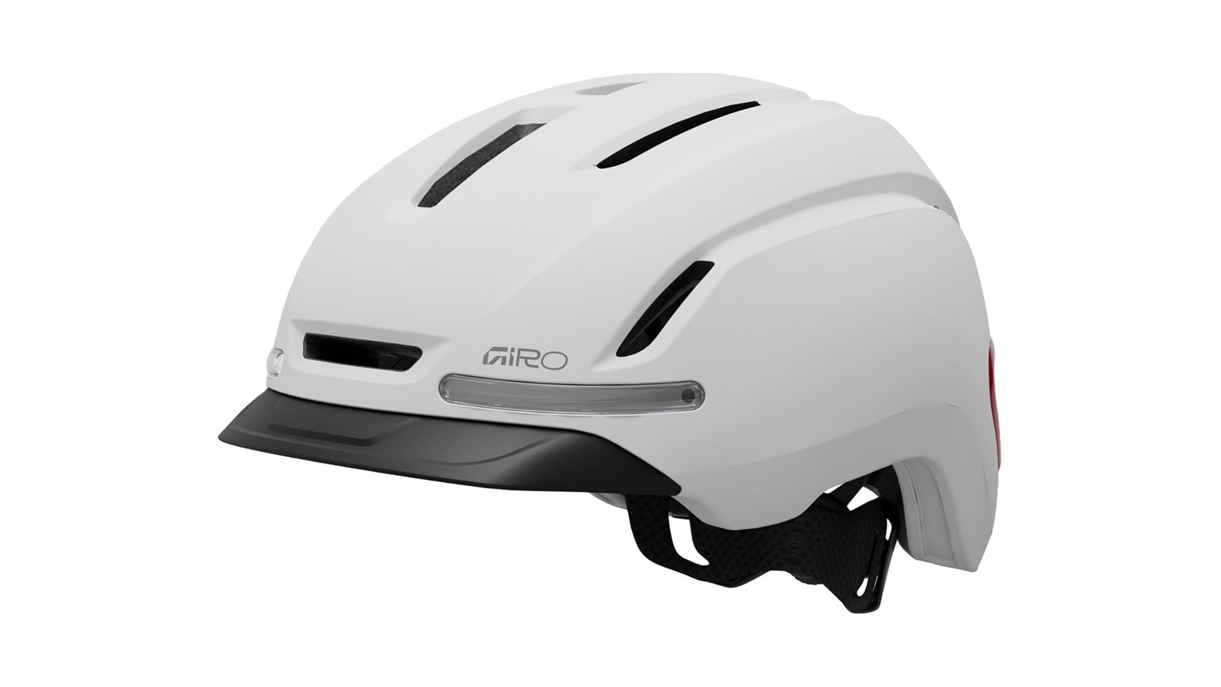 Der GIRO Ethos MIPS Urbanhelm ist ein weißer Fahrradhelm mit schwarzen Lüftungsschlitzen, Visier, elegantem Design, seitlichem Giro-Logo und modernem Mips-Schutzsystem für erhöhte Sicherheit.