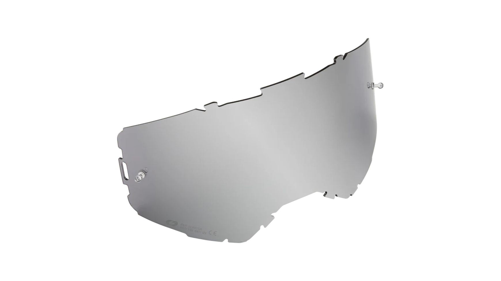 Das O'NEAL B-22&B-33 Goggle Ersatzglas ist ein einzelnes, gewölbtes Visier mit einer Anti-Beschlag-Beschichtung und seitlichen Befestigungspunkten, dargestellt auf einem schlichten weißen Hintergrund.